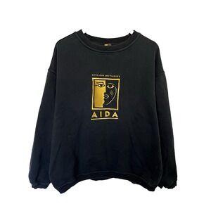 Vintage Mens 90s AIDA Elton John Tim Rice Embroidered Crewneck Sweatshirt Size L
